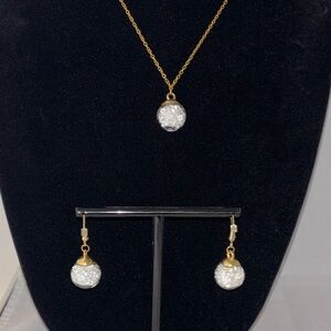 Gold and Silver Crystal Pendant Jewelry Set